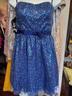 dELiA*s Royal Blue Sequin Strapless Dress with Bow